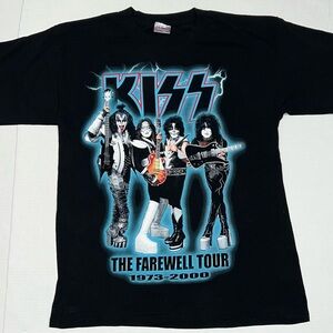 Vintage Kiss Farewell World Tour Shirt L Black 1973-2000 Band Tee Double Sided